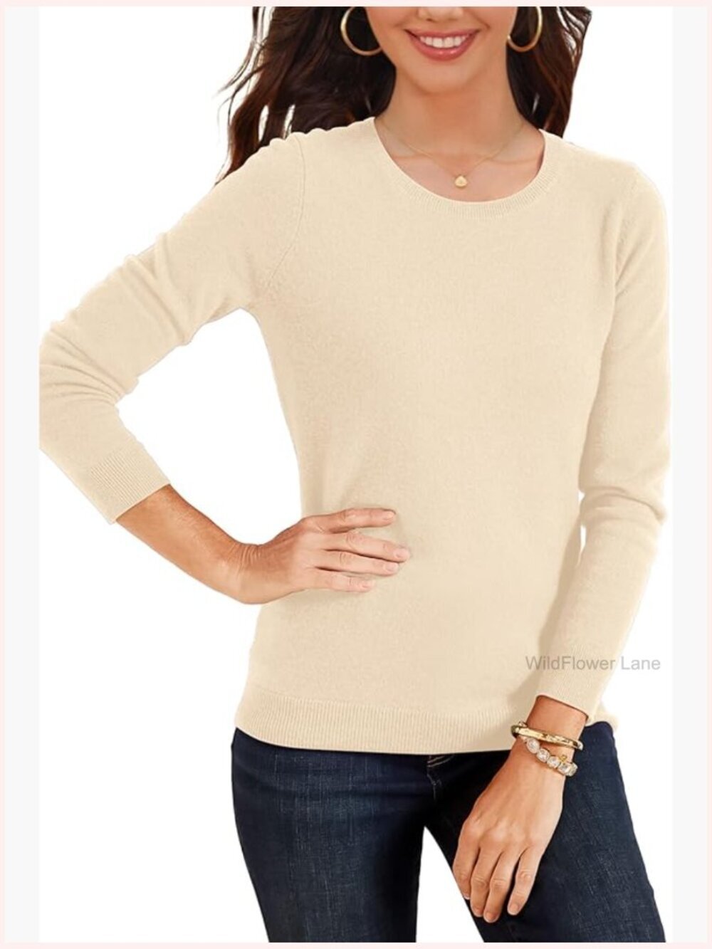 Women's Long Sleeve Crewneck Knit Pullover Sweater Jumper Top